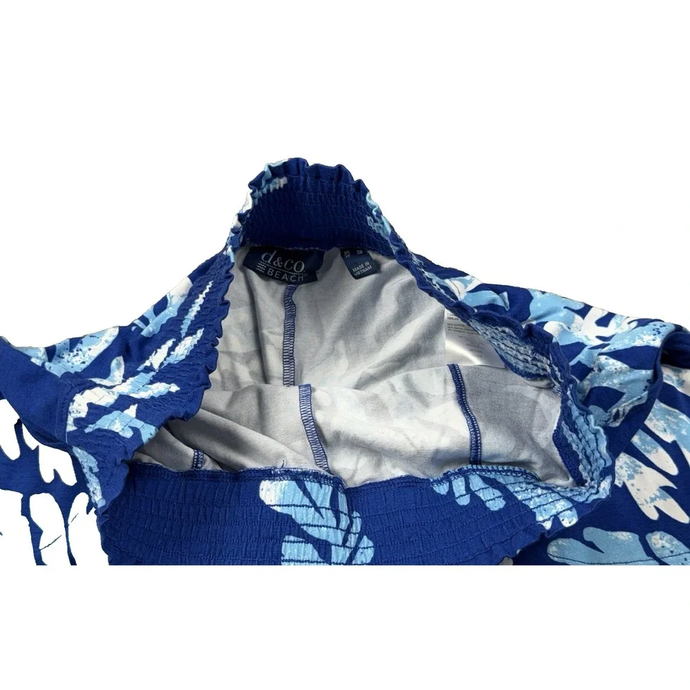 D&Co. BEACH Pants Women S Blue Tropical Floral Boho Beachy Coastal Summer Lounge